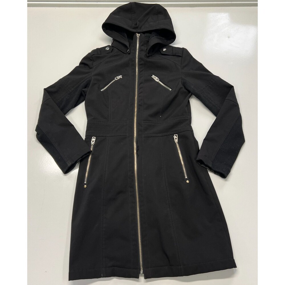 Miss Sixty M60 Vintage Y2K Faux-Fur lined long black Jacket zippers Size XS
